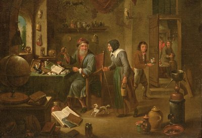 Das Studium des Alchemisten (Detail) von David Teniers the Elder